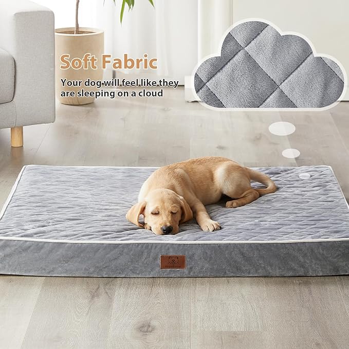 WNPETHOME Orthopedic XL Dog Bed for Crate, Waterproof Extra Large Dogs Bed with Removable Washable Cover, Multi-Needle Quilting Dogs Crate Bed
