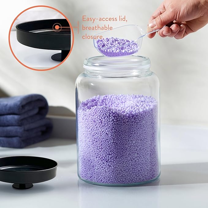 KooK Glass Storage Containers with Lids, 1 Gallon, Set of 2, Glass Canister, Laundry Jar, Kitchen Jar, Storage for Pantry, (3.7, Circular, Silver)