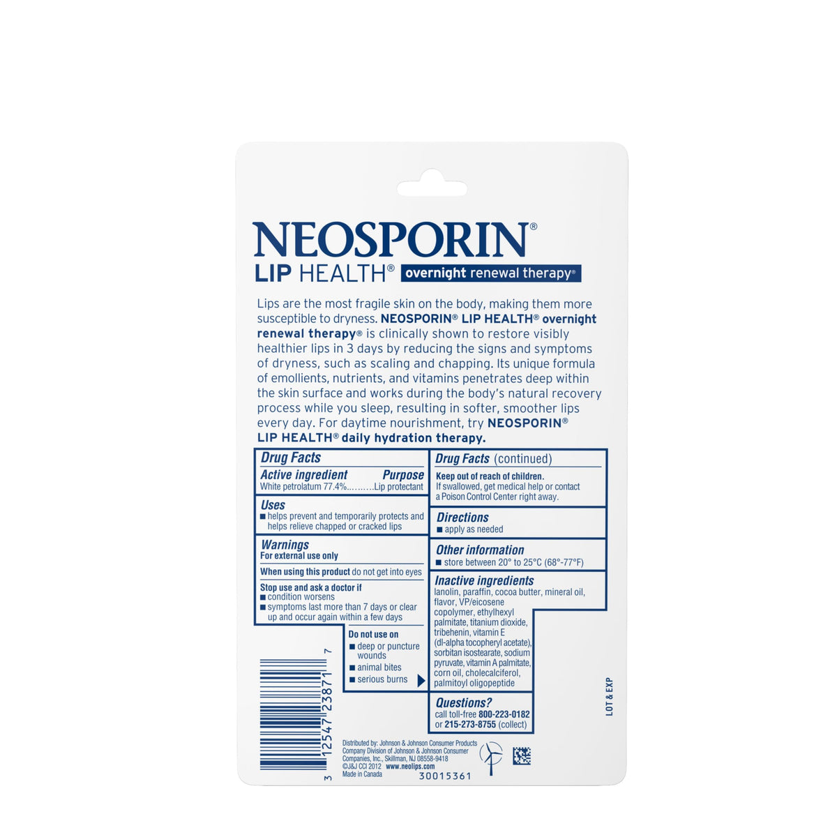 Neosporin Lip Health Overnight Renewal Therapy, Twin Pack, 0.27 oz