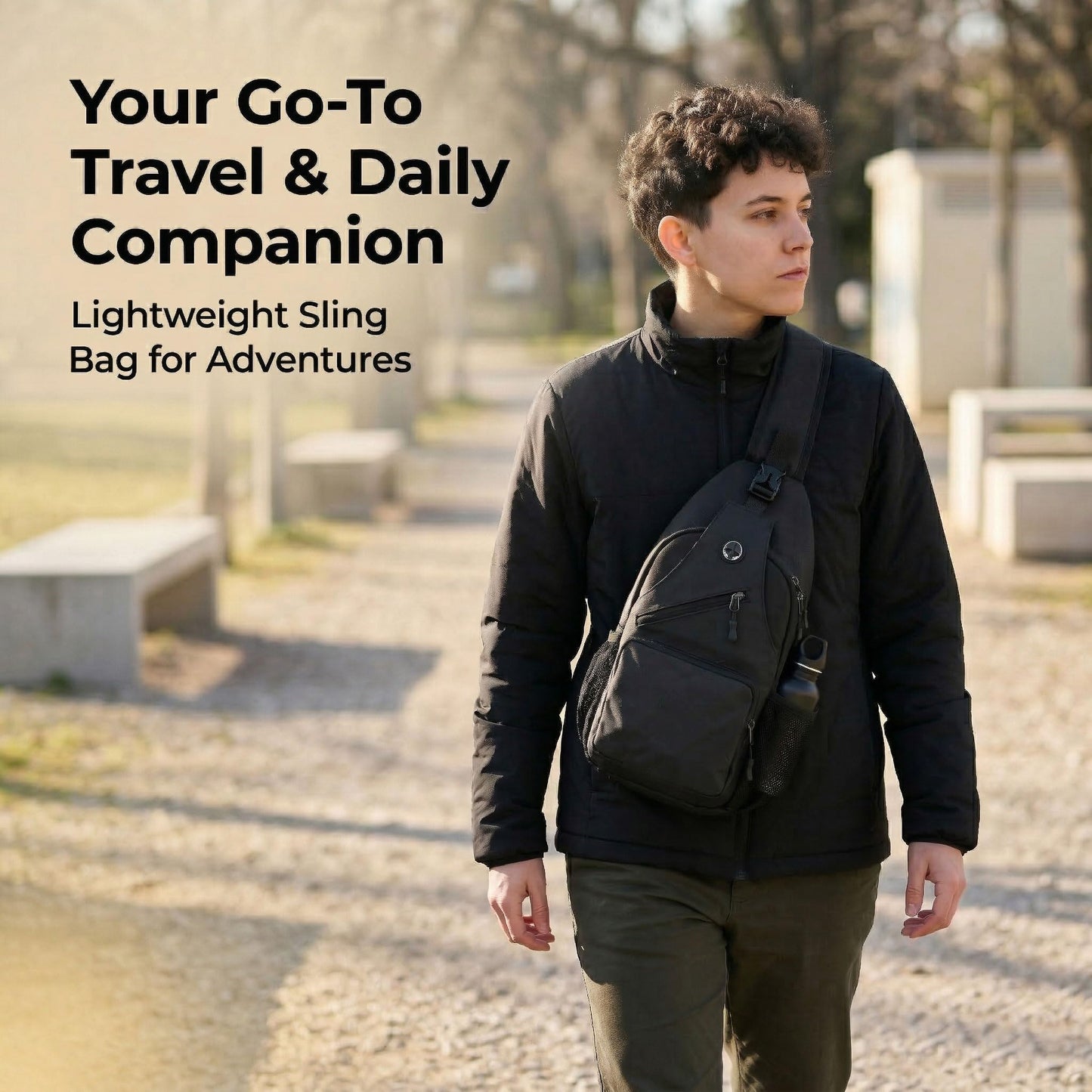 Javolto Crossbody Sling Bag,Small Backpack Men,Hands-Free Shoulder Daypack