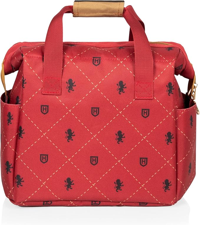 PICNIC TIME Harry Potter Gryffindor On The Go Lunch Cooler, Soft Cooler Lunch Box, Insulated Lunch Bag, (Black with Red Accents)