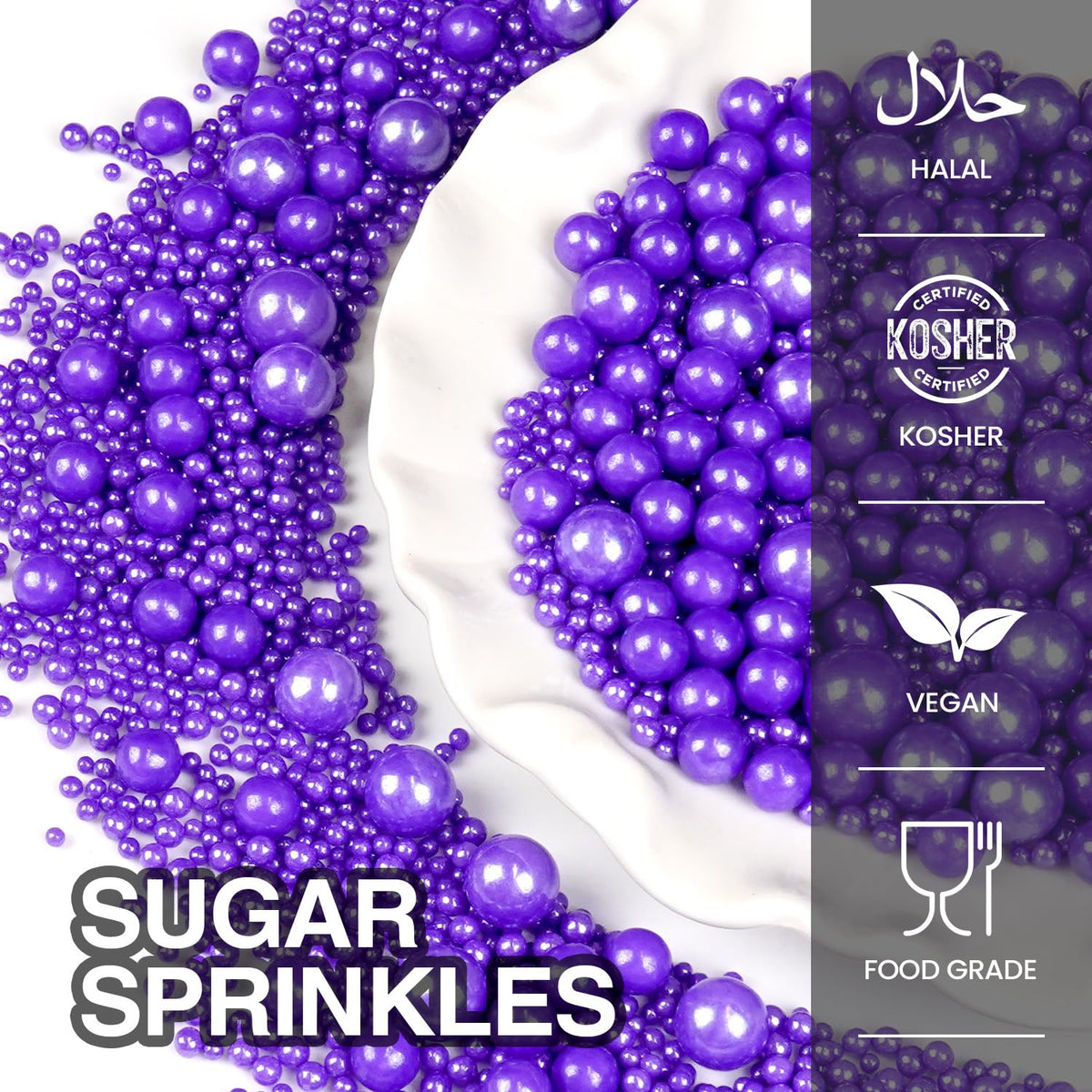 Purple Pearl Sprinkles for Cake Decorating, Edible Pearl Candy, 150g/5.29oz Mix Size, Baking Cake Decoration, Cupcake, Cookie, Holiday, Valentine's Day, Wedding Party, Christmas Supplies