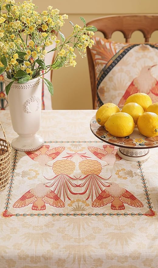 patdrea Designer Rectangle Linen Table Cloth,Vintage Anti-Wrinkle Durable Tropical Style Tablecloth,Fall Decor Table Cover Cloth for Kitchen Dining Christmas,Thanksgiving,55"x79"-Pineapple a