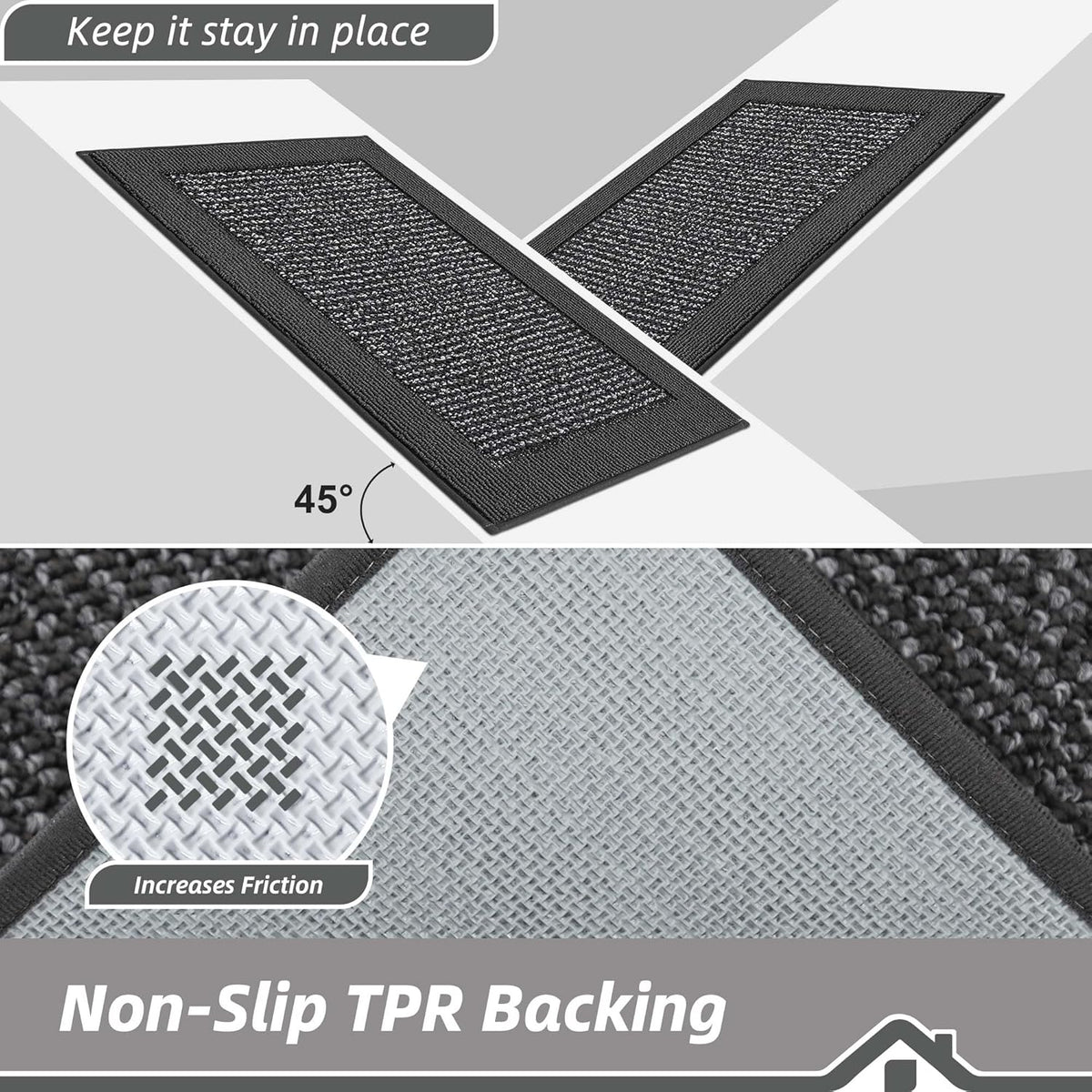 BEQHAUSE Indoor Door Mat 32" x 48", Dirt Trapper Door Mats Non-Slip Entryway Rugs Washable, Resist Dirt Absorbent Welcome Mat, Low Profile Floor Mats for Front Back Door and Entryway, Charcoal