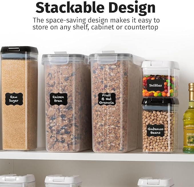 Shazo 2 Pack (6.3L / 213OZ) EXTRA Large Airtight Food Storage Cereal Containers for Bulk Food Storage BPA-Free Plastic Container, Pantry Organization and Canister for Rice, Pasta, Sugar & Flour