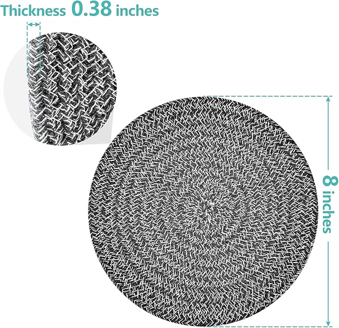 Trivets for Hot Dishes, Pots and Pans, 8 Inches Hot Pads 5 Pcs, Pot Holders for Kitchen, Heat Resistant Mat Protect Counter, Coasters Set Home Essentials Farmhouse Decor (Deep Gray)