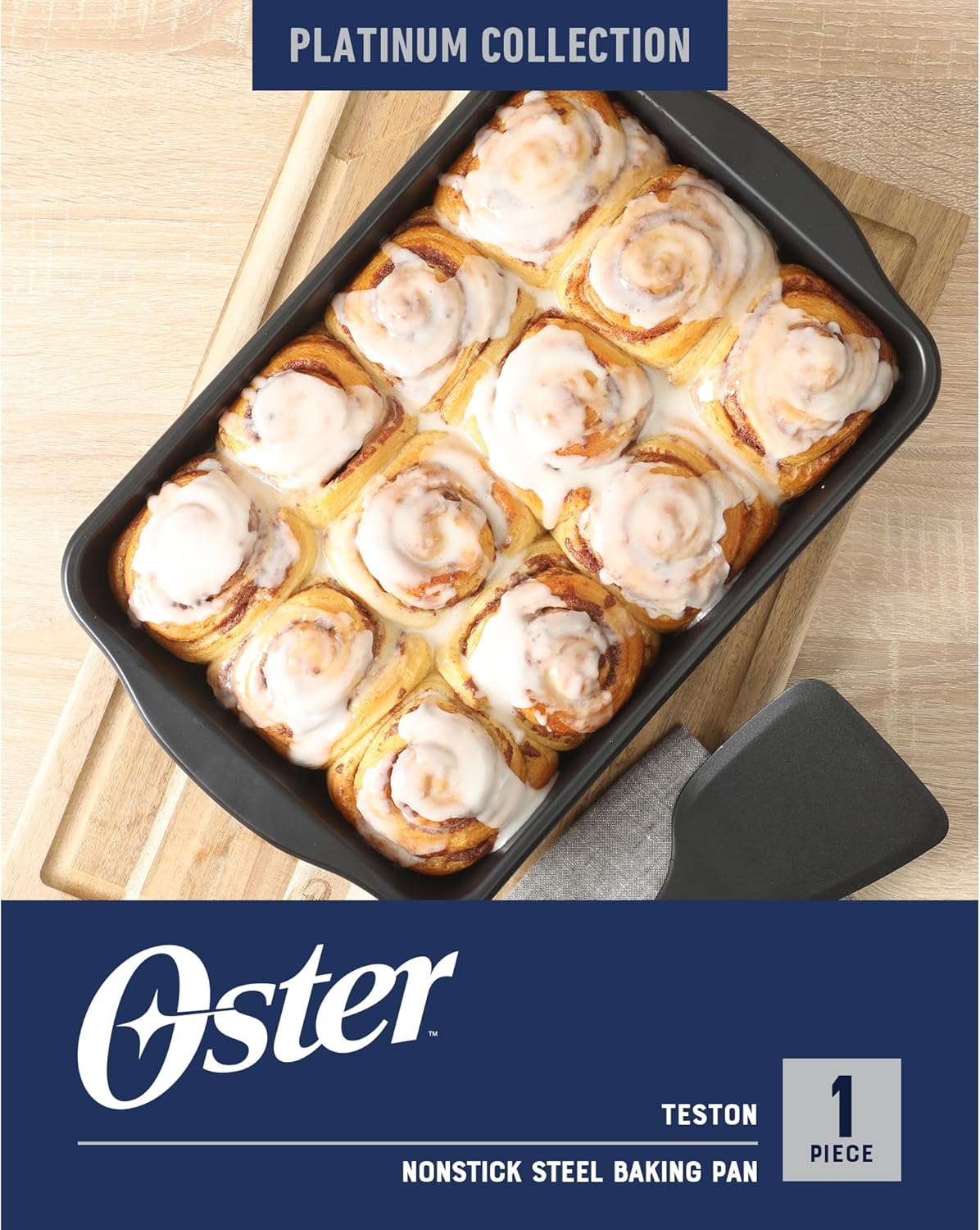 Oster Teston 13 x 9 Inch Rectangular Nonstick Carbon Steel Cake/Baking Pan - Matte Black