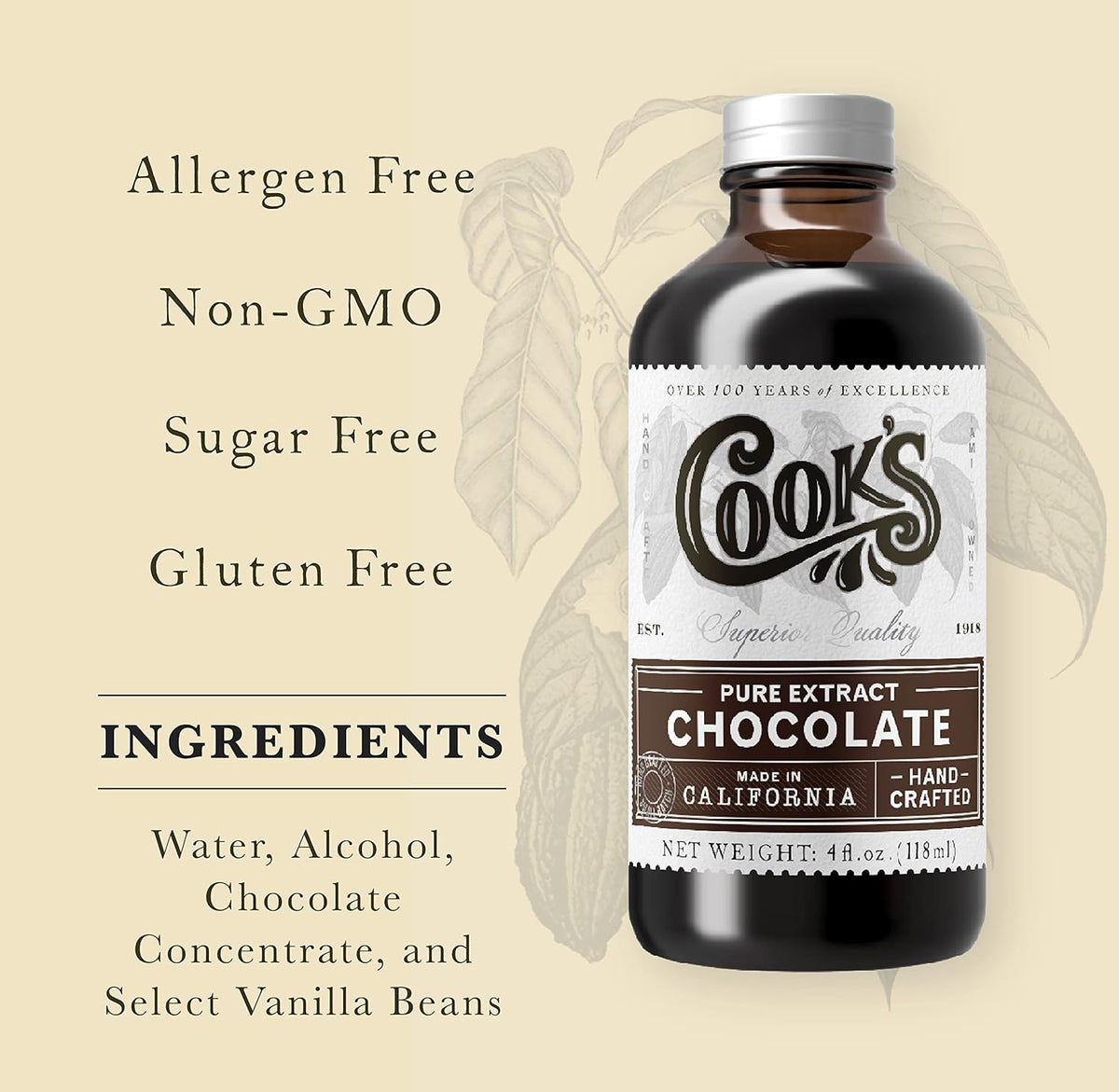 Cook's Pure Chocolate Extract 4 oz