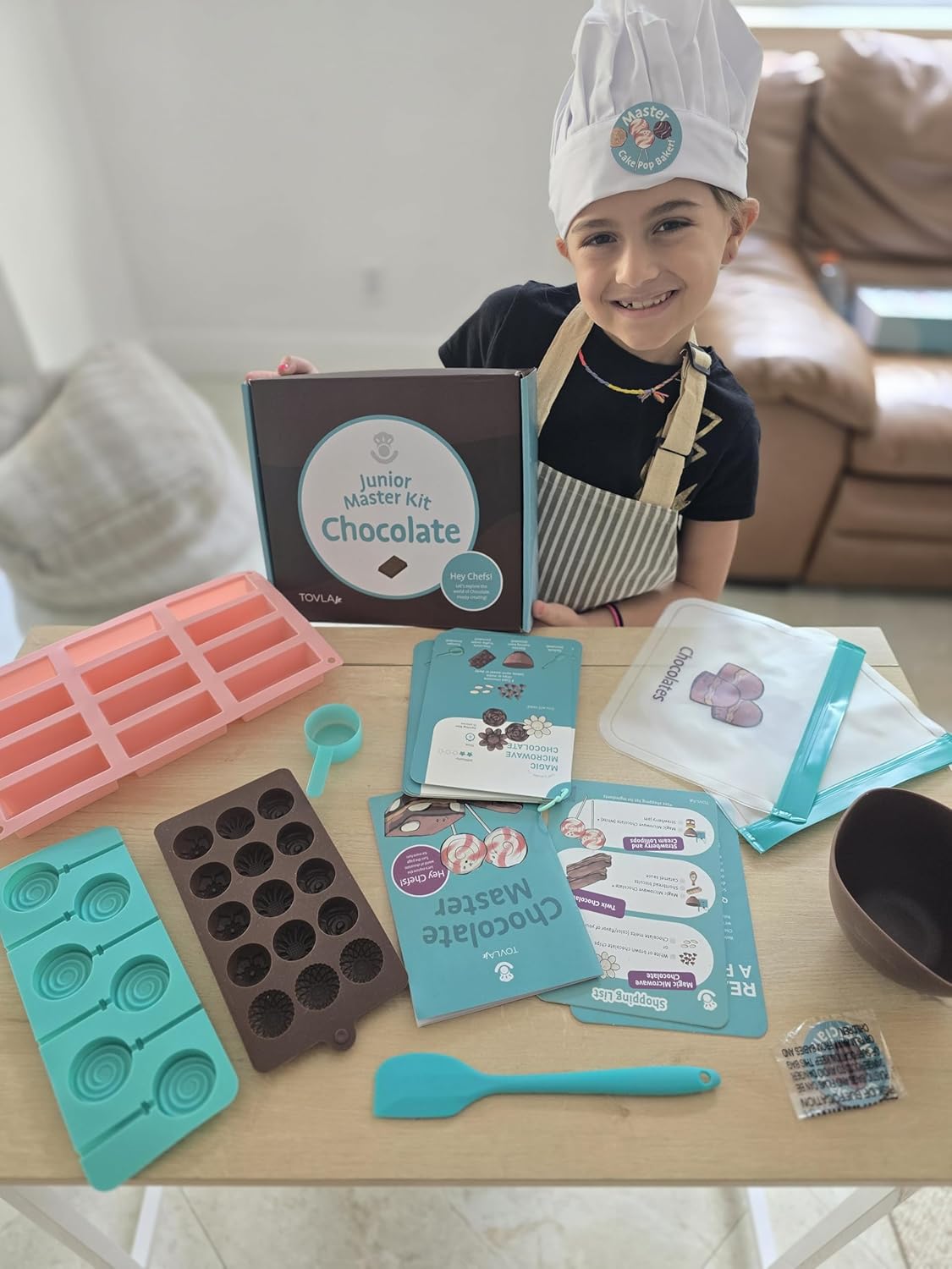 Tovla Jr. Real Chocolate Making Kit for Kids | Learn to Cook with Real Tools | Educational STEM Gift Set Ages 4+ | DIY Chocolate Activity with Visual Recipes for Boys & Girls