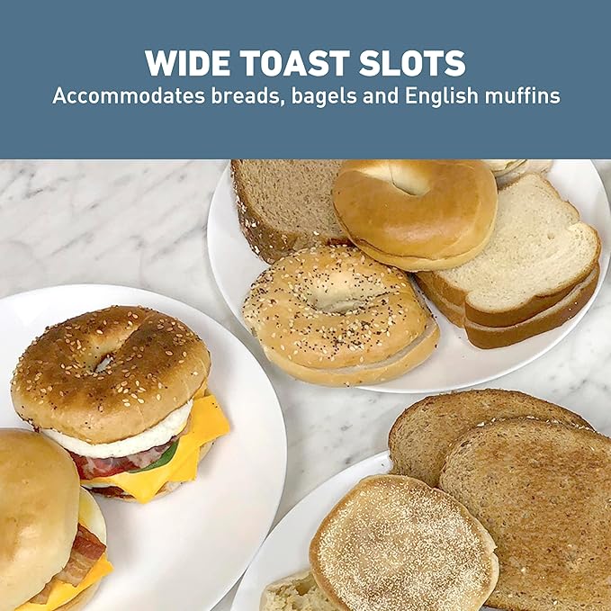 West Bend Breakfast Station 2-Slice Toaster and Egg Cooker/Poacher with Removable Pre-Cooked Meat and Vegetable Warming Tray for Perfect Breakfast Sandwiches, 1200-Watts, Black