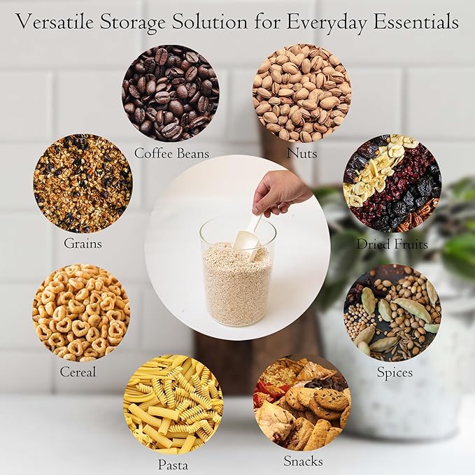 Glass Storage Jars Set Elegant Containers with Airtight Bamboo Lids, Perfect for Kitchen Organization - Flour, Rice, Pasta, Sugar, Coffee Beans, Accessories Included (2 packs(37oz / 110oz))