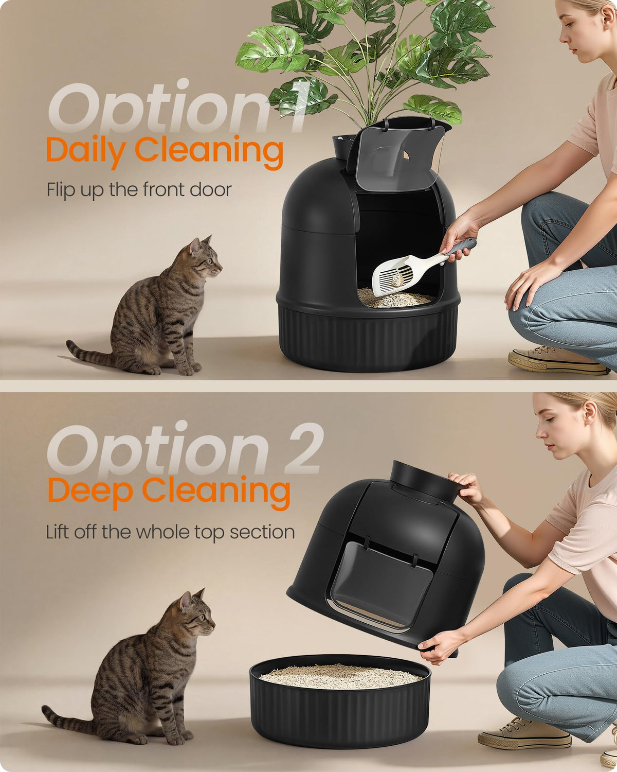 Feandrea Plant Cat Litter Box Enclosure with Artificial Plant,19.3" L Inch