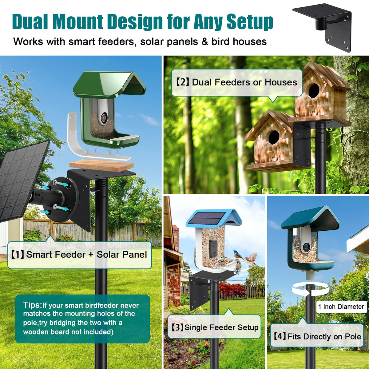 cogardenshower Heavy Duty Bird Feeder Pole - 88" Adjustable Bird House Stand Outdoor, Anti-Tip Auger & Stable Mount for Smart Camera Birdfeeder,Bluebird House, Bird Buddy, Birdfy