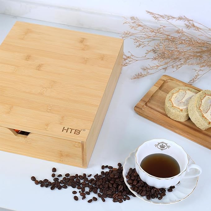 HTB Coffee Pods Storage Drawer for Organizing Nespresso Capsules, Can Be Used In Coffee Station, Kitchen, Home, Office, Holds 40 CoffeePods