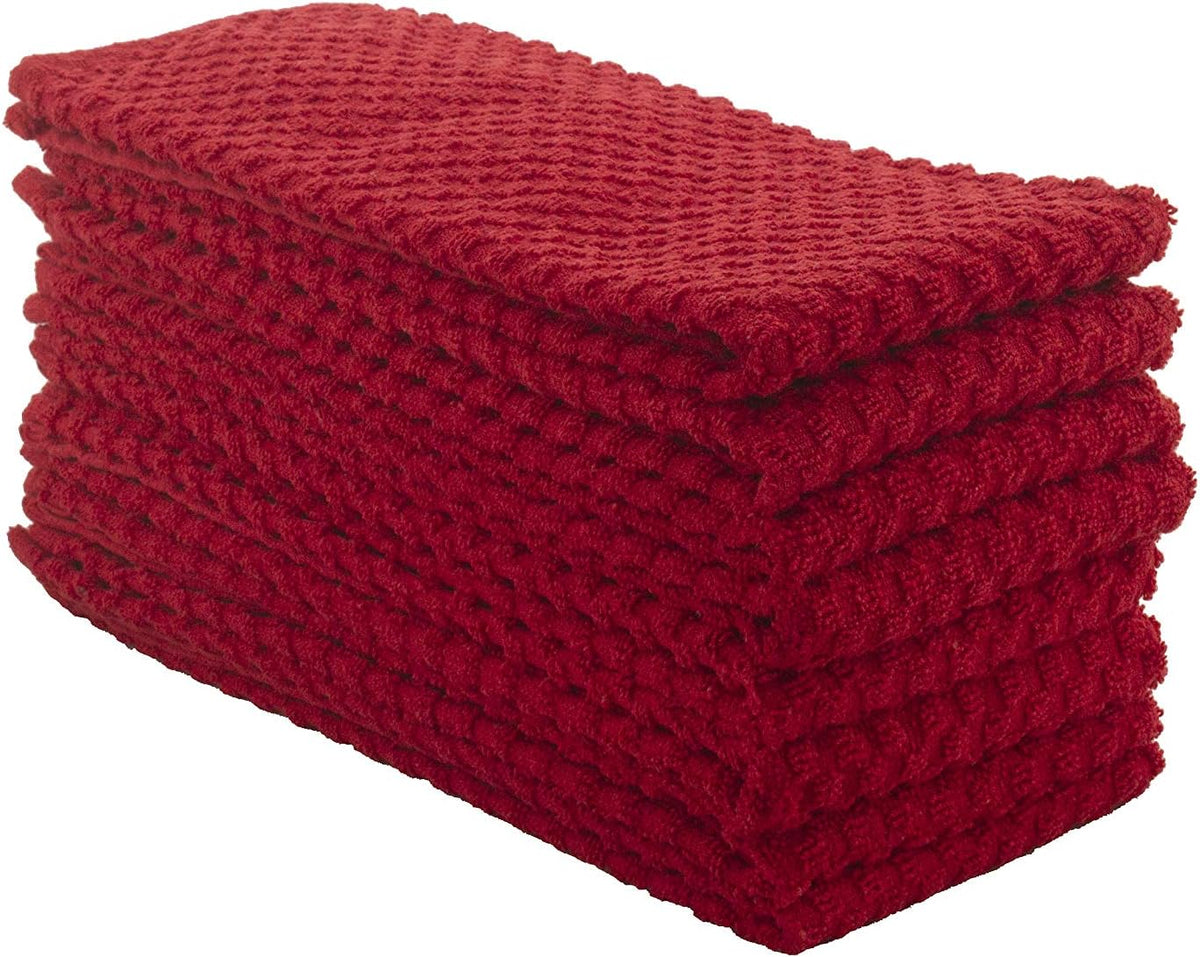 DG Collections Terry Dish Towels, 100% Cotton Kitchen Towels, Set of 8 (15x25 inch) Hand Towels - 400 GSM, Absorbent Terry Cloth Dish Towels for Kitchen, Soft Tea Towels - Red Color