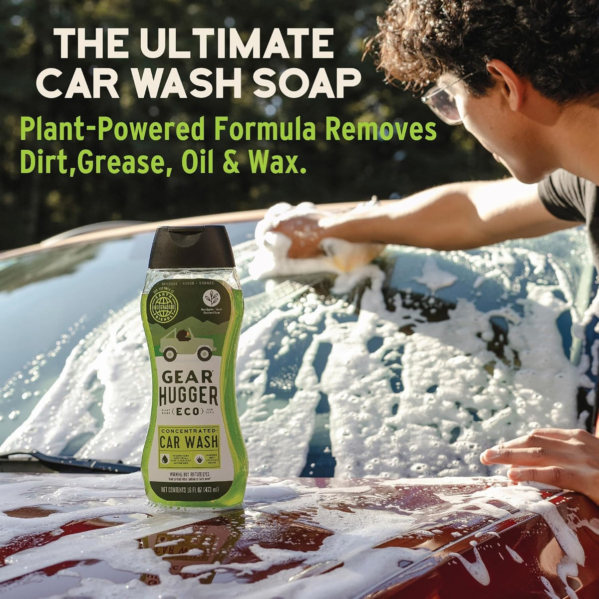 Car Wash Soap (16 oz, Pack of 2) – Eco-Friendly Car Cleaner, Biodegradable Car Wash with Natural Saponins & Eucalyptus – Safe Car Soap for All Vehicle Surfaces