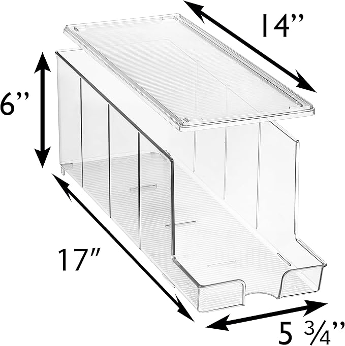 ClearSpace Soda Can Organizer & Soda Can Dispenser for Refrigerator - Fridge Organizer & Stackable Drink Organizer for Fridge, Can Organizer for Refrigerator - Holds 12 Cans Each, BPA Free - 4 Pack