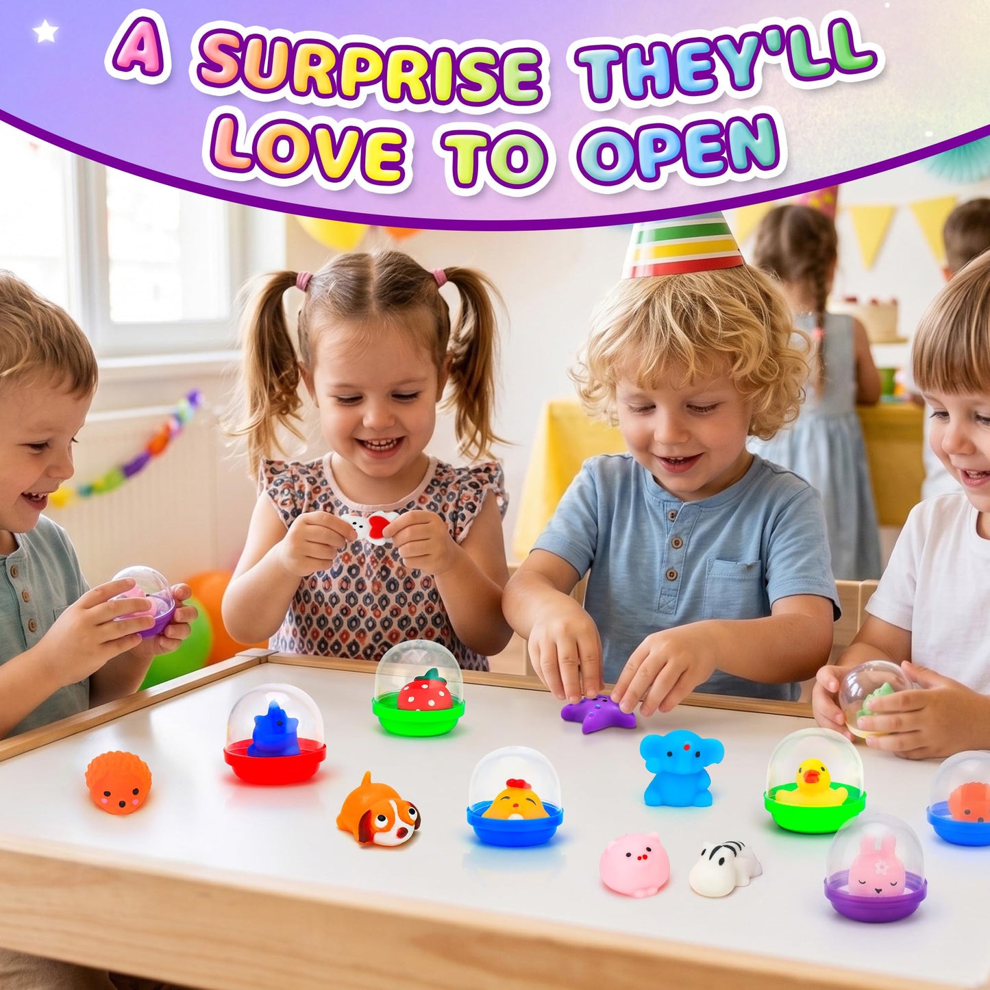 15 Mochi Squishy Toys with 15 Reusable Capsules | On-the-Go Sensory Play, Mess-Free Storage | Perfect Party Favors, Classroom Prizes, Goodie Bag Stuffers, Travel Toys for Kids