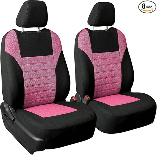 FH Group Automotive Car Seat Covers Front Set Premium 3D Air Mesh Front Seat Covers, Airbag Compatible Universal Fit Interior Accessories for Cars Trucks and SUVs - Pink