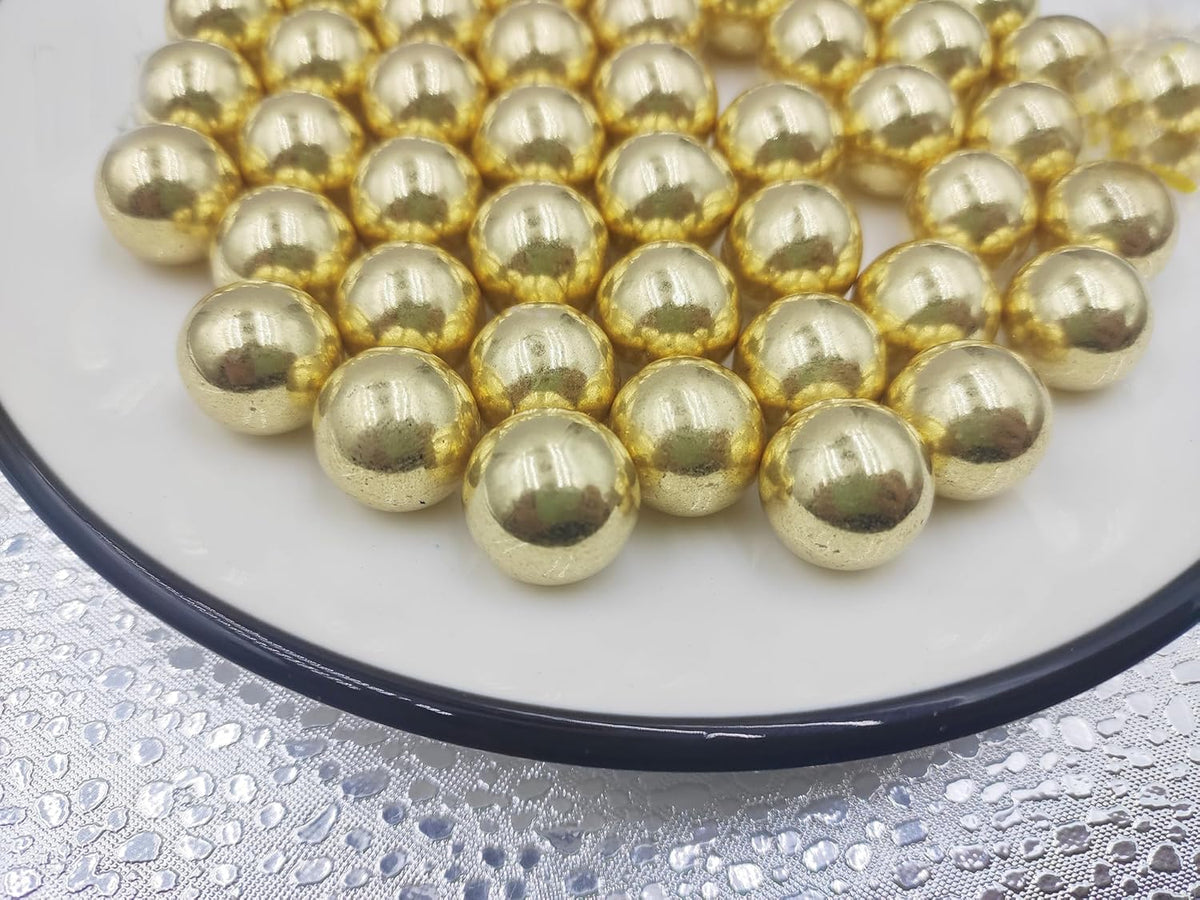 Gold Pearl Sugar Sprinkles 3.53 oz, 14mm Candy Pearls Ideal for Baking, Cake and Cupcake Toppers, Cookie Decoration, Ice Cream Topping, Wedding Shower Valentines Halloween Christmas