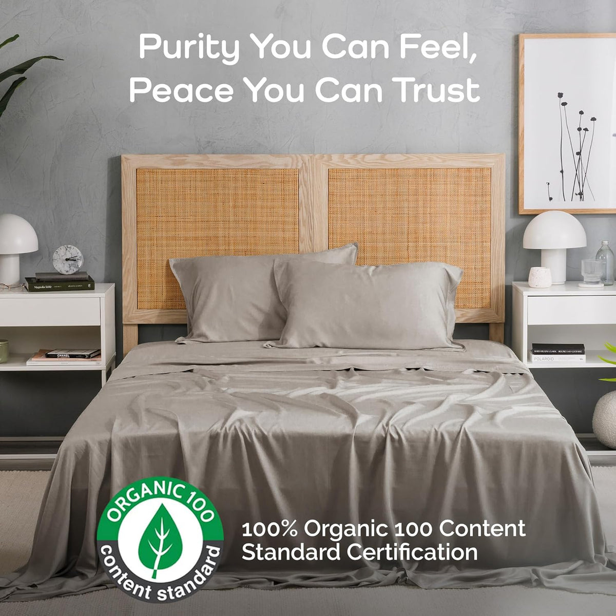 100% Viscose from Bamboo Sheets King Size, Super Soft Bedding Set, 4PC Cooling Sheets for Hot Sleepers, Vegan Silk Moisture Wicking, Organically Grown Bedsheet, Sand -76" x 80"
