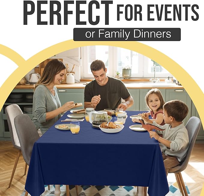 Party Solids 66% Thicker Premium Plastic Table Cloth Rectangle Table Cover 0.5 Mil 12 Pack Navy Blue Table Cloth 54 Inch x 108 Inch Disposable Tablecloth Won't Tear Easily Like Cheap Thin Brands
