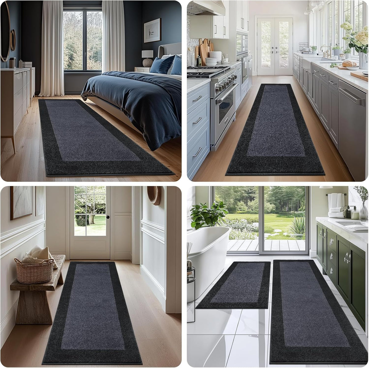 Machine Washable Kitchen Rug 24" x 36", Non Slip Kitchen Mat for Floor, Absorbent Entrance Throw Rug for Bedroom, Hallway, Bathroom, Door
