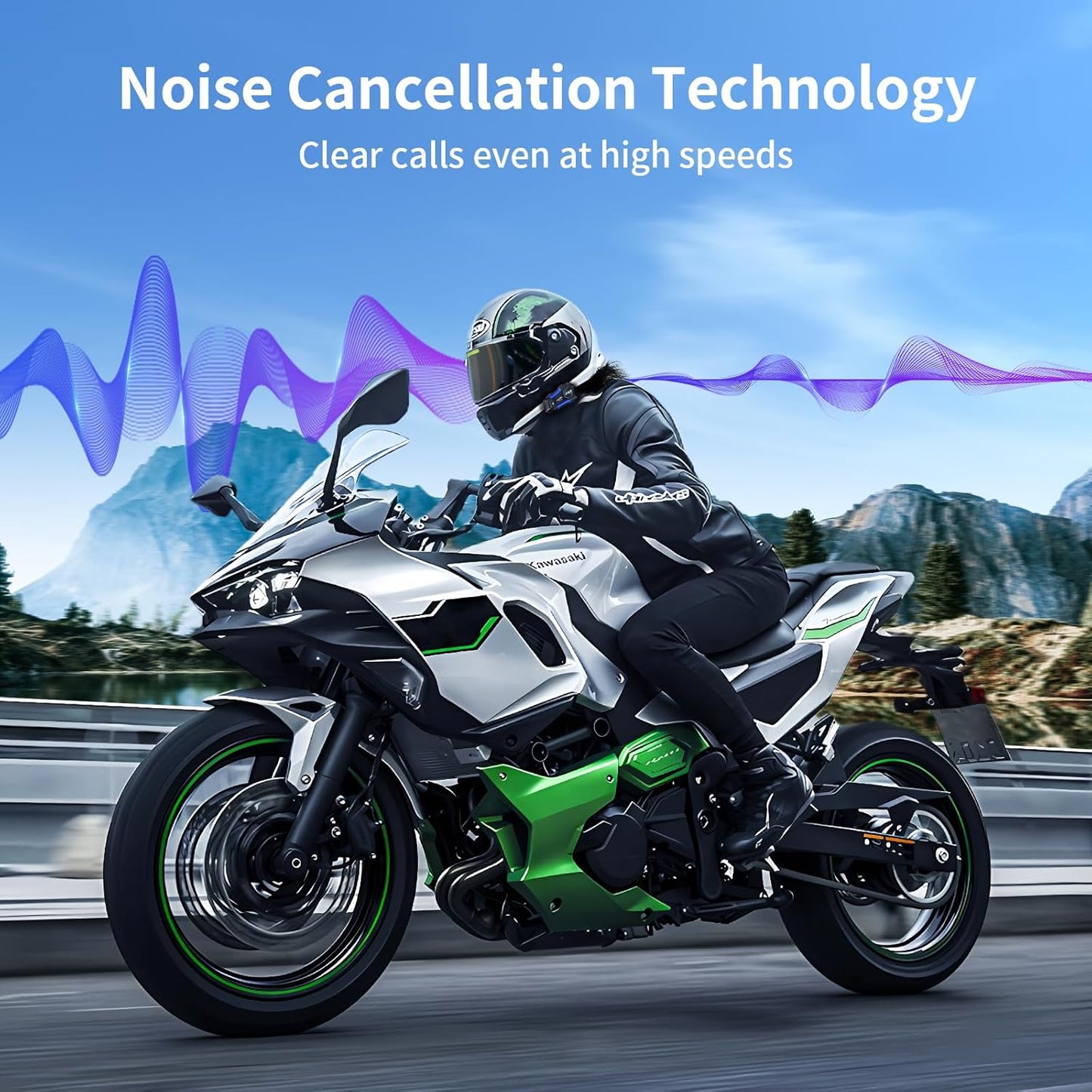 Fodsports Motorcycle Bluetooth Intercom FX4 Pro 1200m Helmet Intercom, 4 Riders Motorcycle Bluetooth Headset, Helmet Communication System FM/Hard &Soft Mic/2Pack