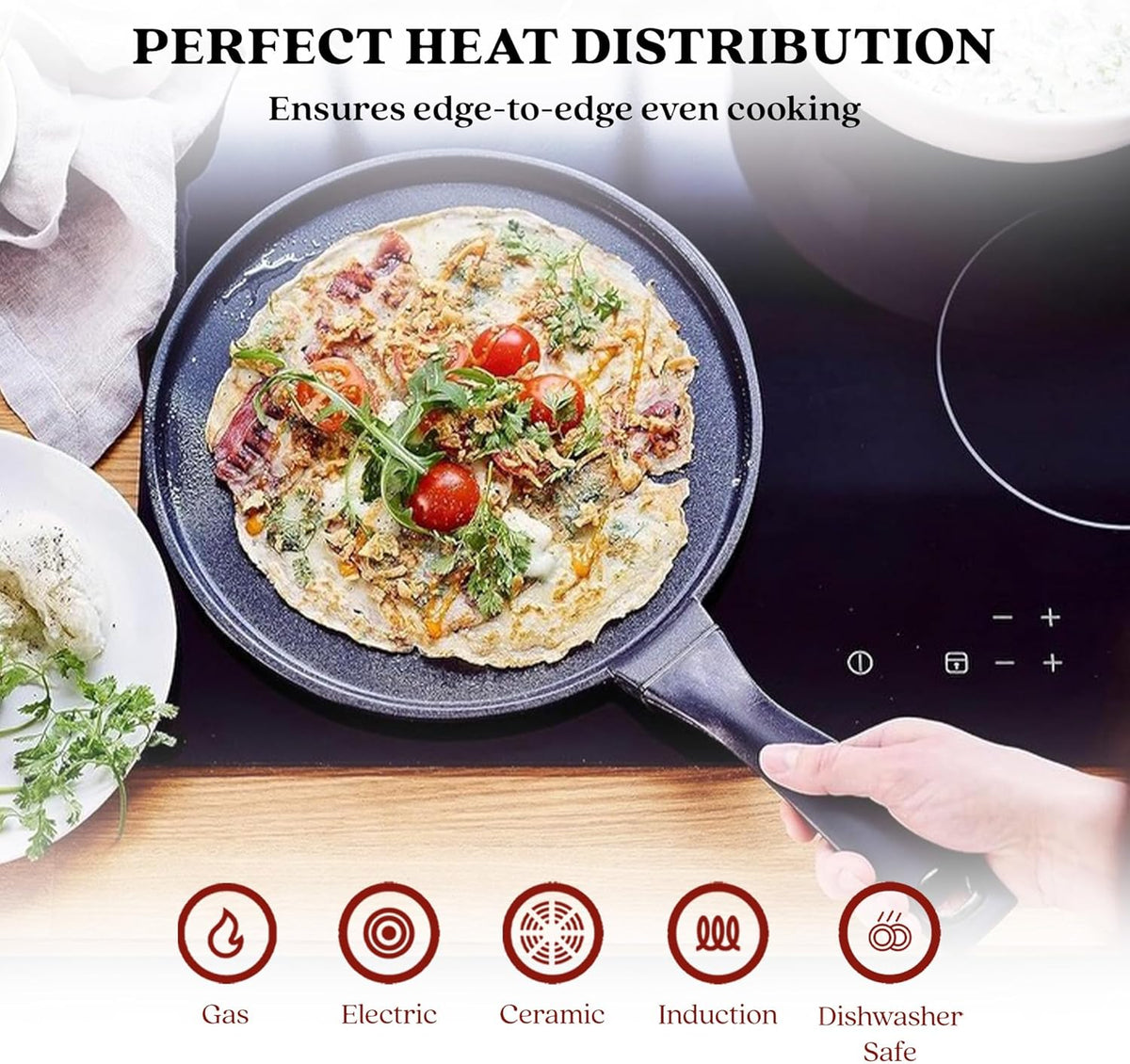 Alva Energy 11" Nonstick Crepe Pan – PFAS-Free Ceramic Coating, Induction & Oven Safe – Pancake, Egg & Tortilla Skillet – Stay-Cool Handle, Easy to Clean, Scratch-Resistant Surface