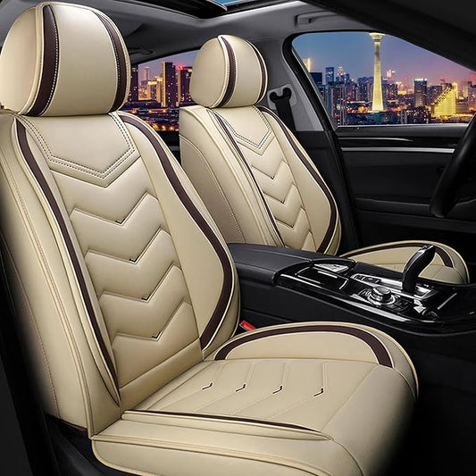 CTDS Car Seat Covers for Honda Accord 2000-2026, Stylish Sport Seat Cover, Premium Nappa Leather Car Seat Cover. Automobile Seat Covers Sets.(Standard 2 Seats/Beige)