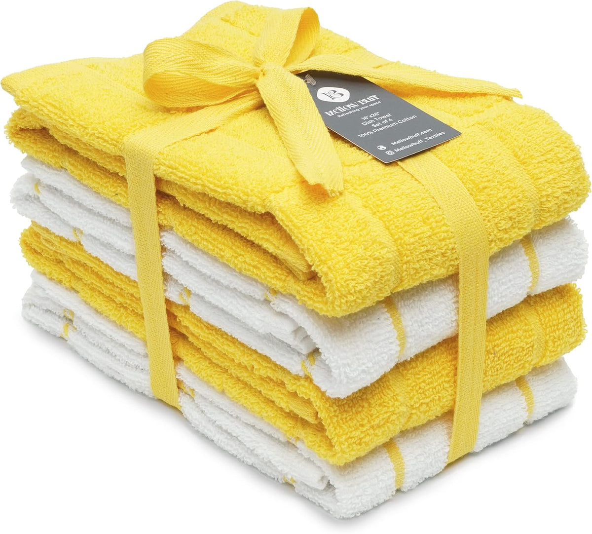 100% Cotton Terry Dish Towels, 4 pack16 x26 Inches, Super Soft and Absorbent Kitchen Towels, Perfect for Kitchen Cleaning and Dish Washing | Yellow