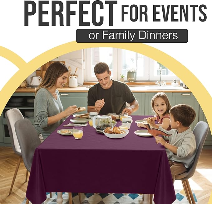 Exquisite 66% Thicker Premium Plastic Table Cloth Rectangle Table Cover 0.5 Mil 6 Pack Plum Table Cloth 54 Inch x 108 Inch Disposable Tablecloth Won't Tear Easily Like Cheap Thin Brands