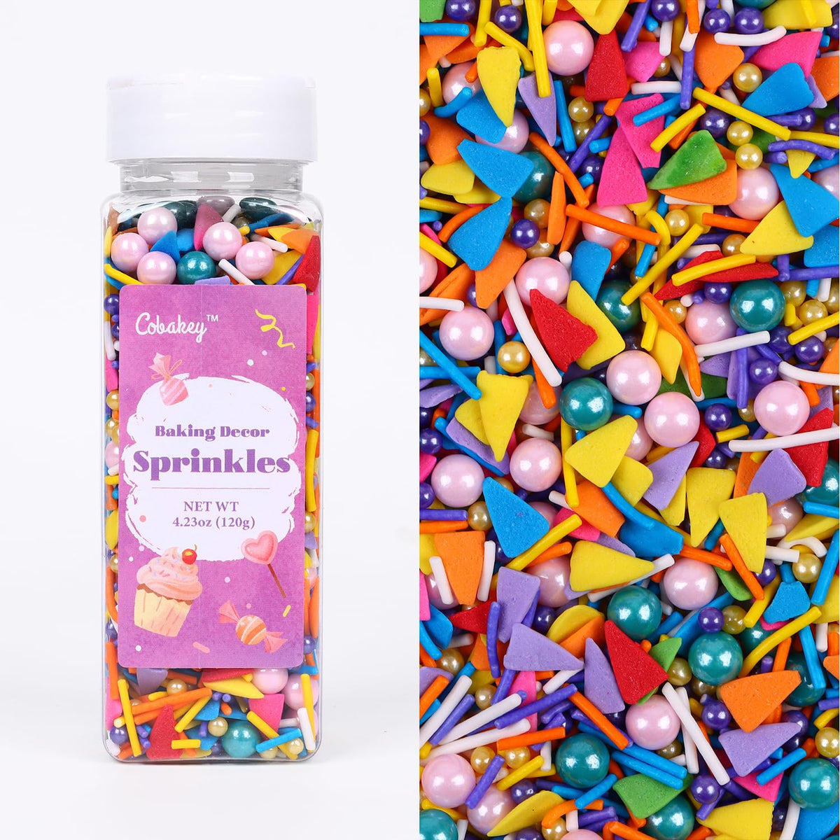 Rainbow Sprinkles for Cake Decorating 4.23ounce - Colored Pearl Sprinkles for Cupcake Toppers, Ice Cream, Candy, Cookie Decorations - Birthday & Holiday Party Supplies