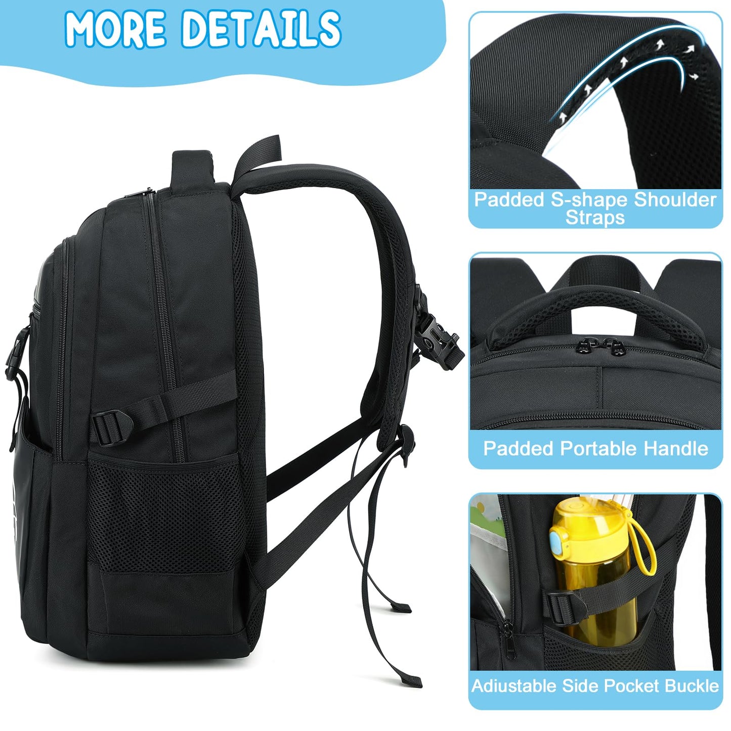 Bluboon Kids Backpack Boys Camo Bookbag Teens Elementary School Bag Daypack Travel Back Pack Middle school (Black-900)