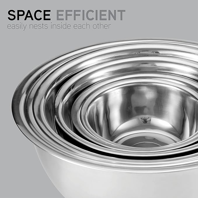 COOK WITH COLOR Stainless Steel Mixing Bowls Set - Nesting Bowls, 6 Pieces, Silver