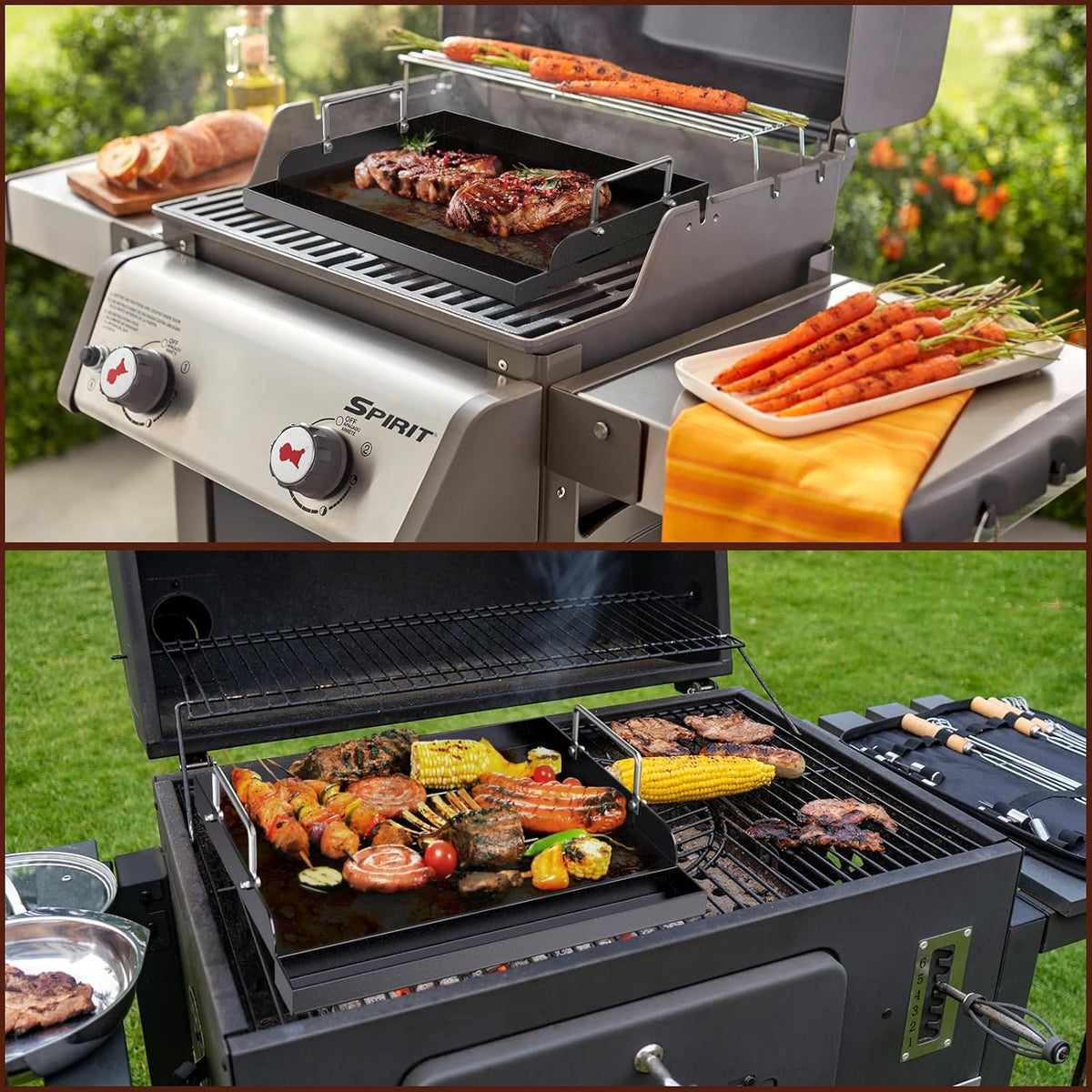 Cast Iron Griddle for Gas Grill, Nanoceramic Nonstick Flat Top Griddle Insert for Outdoor Gas Grill