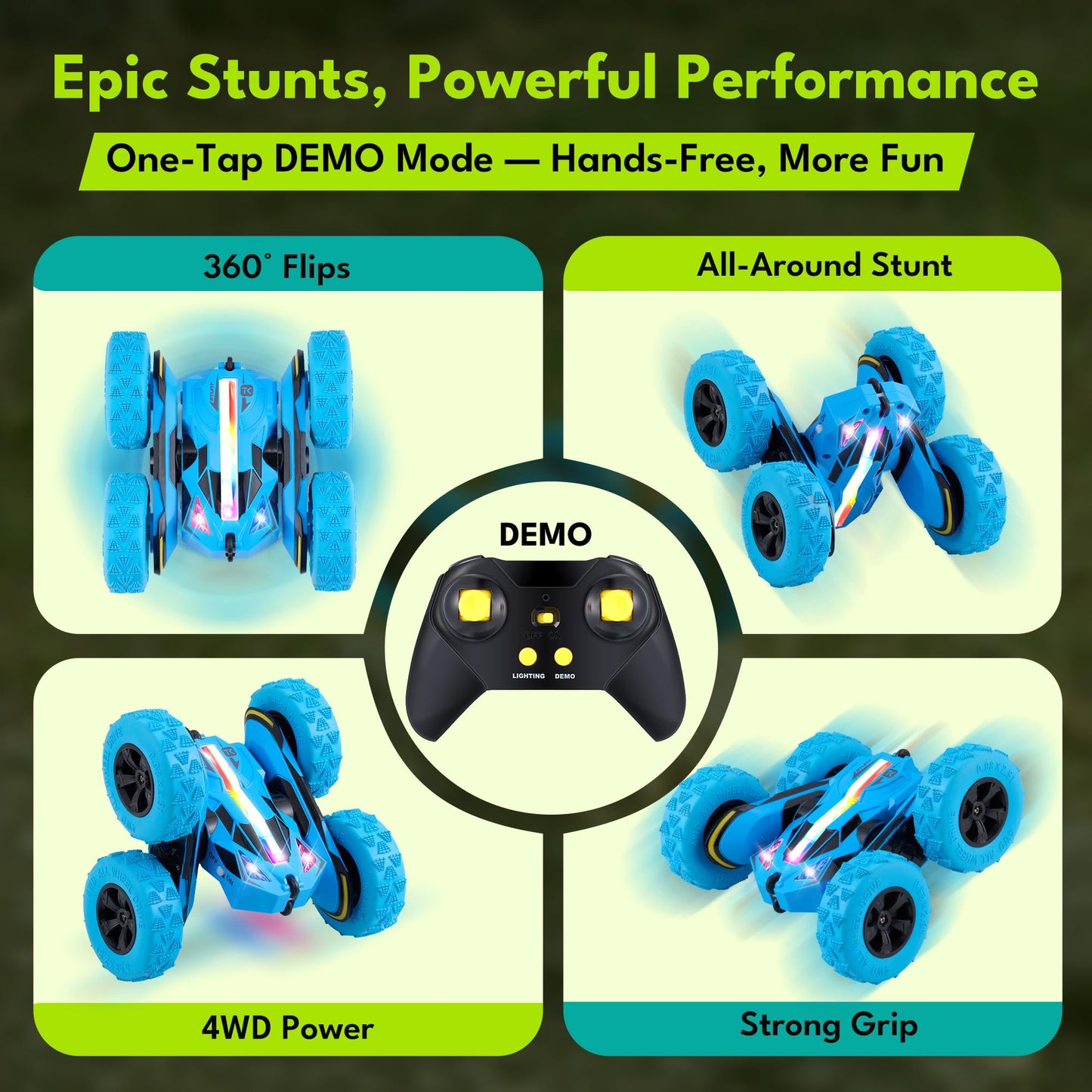 Threeking Remote Control Flip Stunt Car Double Sided Driving Crawler Toys