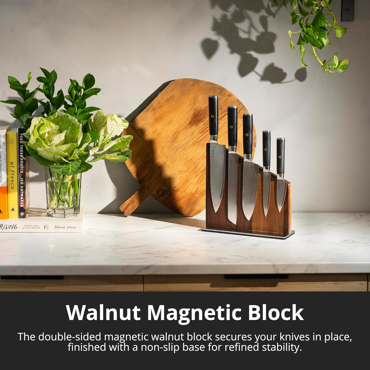 Yatoshi Knives Magnetic Kitchen Knife Block Set - Japanese 67 Layer High-Grade VG-10 Steel Knives, Sharp, G10 Handle Professional Kitchen Knife Set - Black Damascus (6 pieces)