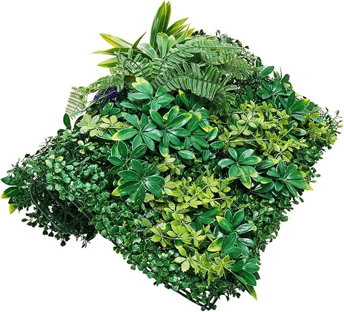 VEVOR Artificial Grass Wall Panels, 12 PCS 20 x 20 inch, 3D Combination Greenery Boxwood Panel for Indoor Outdoor Green Decor & Ivy Fence Covering, Privacy Backdrop Wall Hedge Screen for Garden