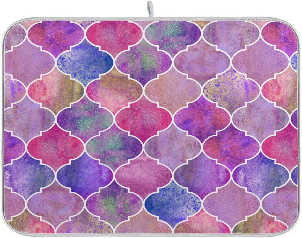 senya Super Absorbent Dish Drying Mat, Microfiber Fast-Drying Dish Mat, 16'' x 18'', Kitchen Dish Drying Pad, Vintage Decorative Moroccan,16x18in