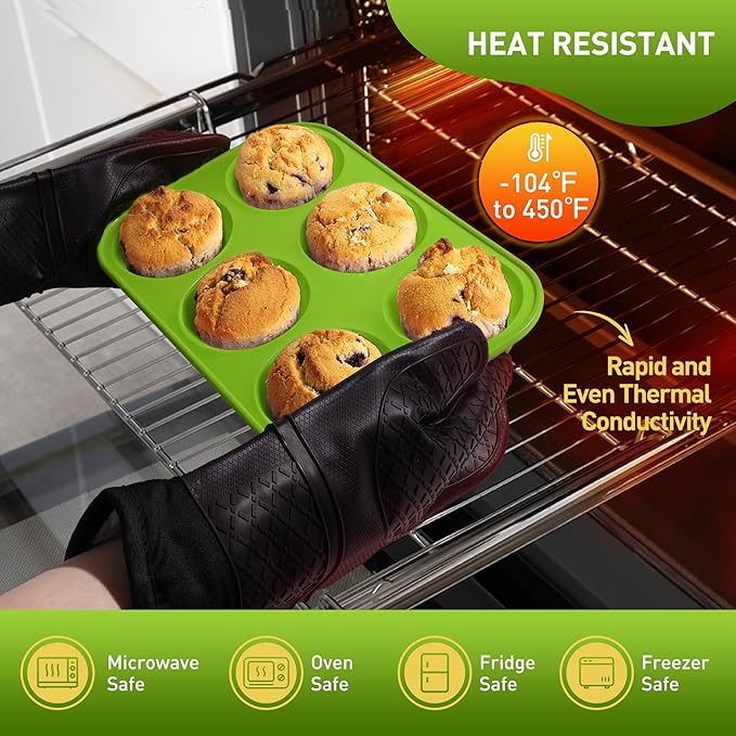 2 Pack 6 Cups Silicone Jumbo Muffin Pan with Metal Reinforced Frame Silicone Molds Mother Day Best Mama Mommy Bonus Mom Ever Mother In Law Gifts Step Mom Stepmom Grandma Gigi Granny Nana Present