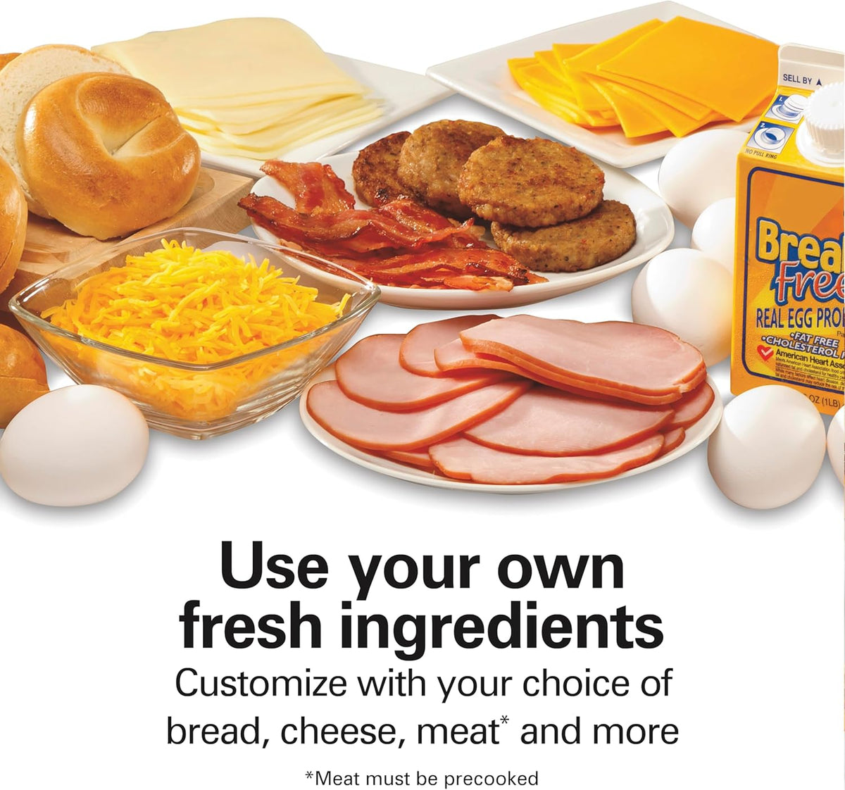 Hamilton Beach Breakfast Sandwich Maker with Egg Cooker Ring, Customize Ingredients, Perfect for English Muffins, Croissants, Mini Waffles, Perfect White Elephant Gifts, Coral (25483)