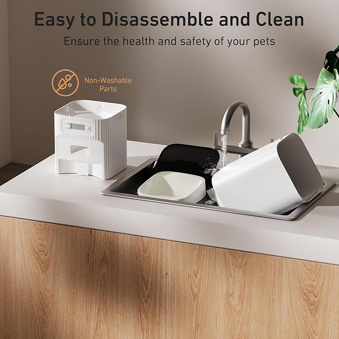 Automatic Cat Feeders, 7L/29 Cups Automatic Dog Feeder with Desiccant Bag, 1-6 Meals Ideal for 2-15mm Dry Food, Suitble for Multiple Pets, Dual Power Supply, Detachable Washable