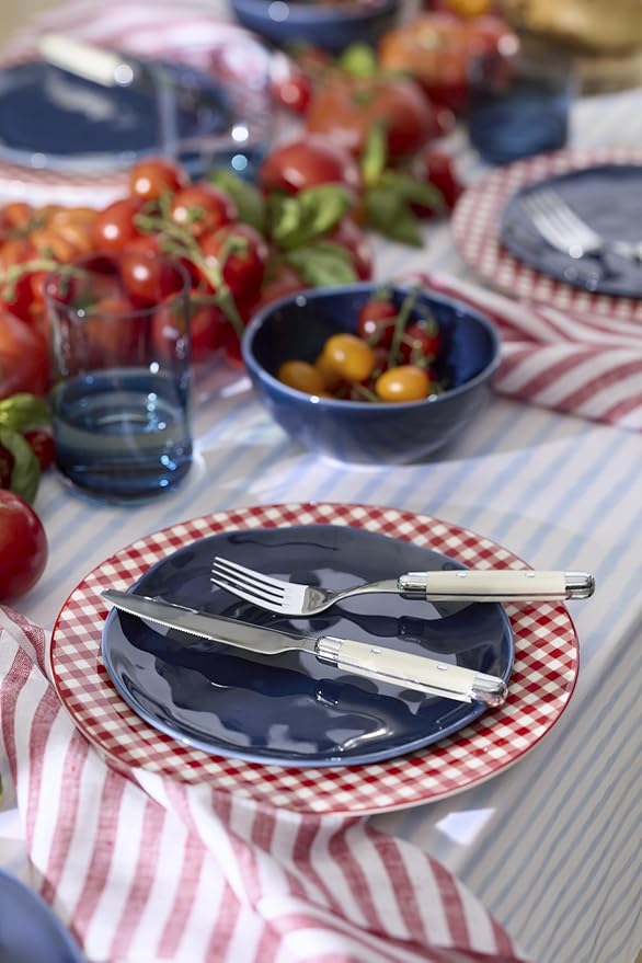 Cambridge Silverware Set, Jubilee White 16-Piece Flatware Set, Service for 4, 18/0 Stainless Steel, Silver Mirror Finish Beige Handles, Knives Spoons and Forks set, Dishwasher Safe, (Beige, 16 Pieces)