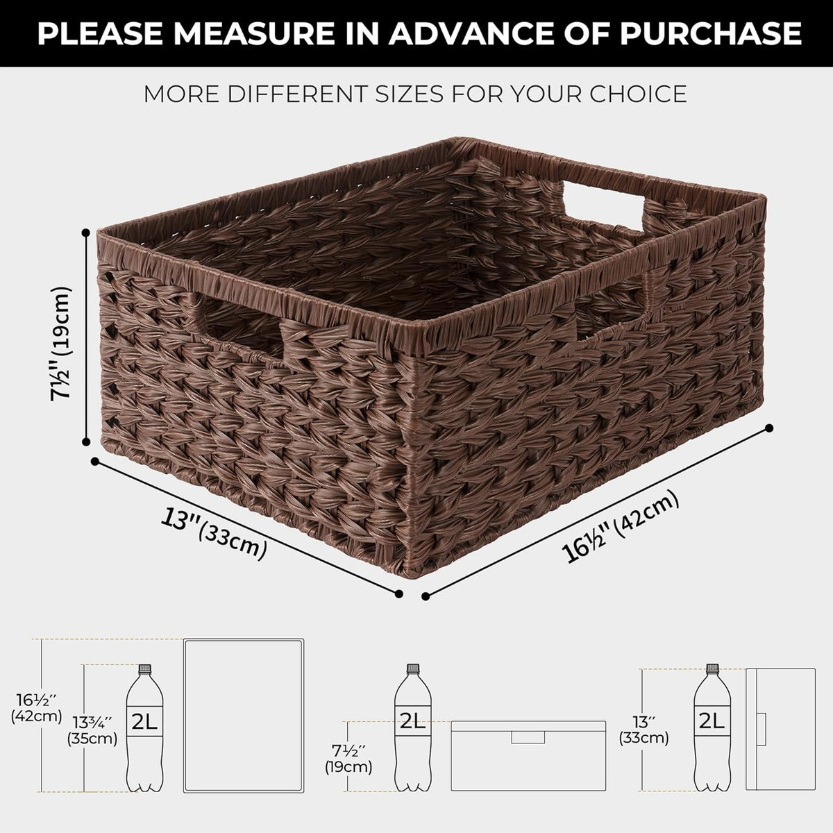 GRANNY SAYS Large Wicker Basket, Decorative Woven Basket for Storage, Waterproof Storage Basket Organizer, Wicker Storage Basket for Organizing, Brown Basket, 1-Pack