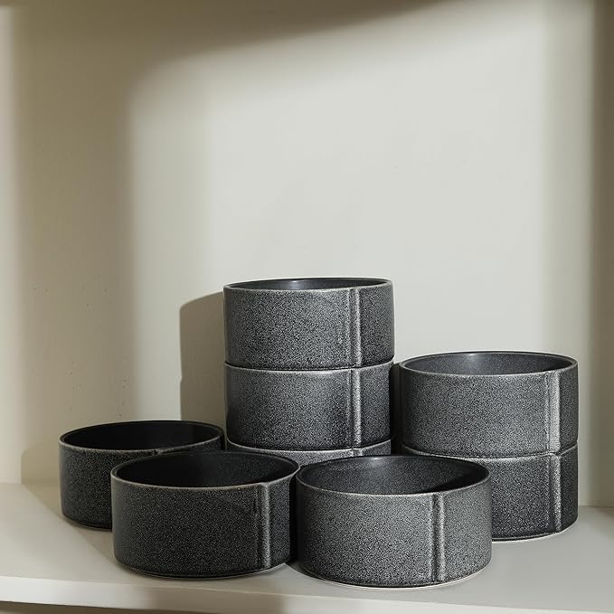 Stone Lain Bao 4-Piece Bowl Set Stoneware, Charcoal