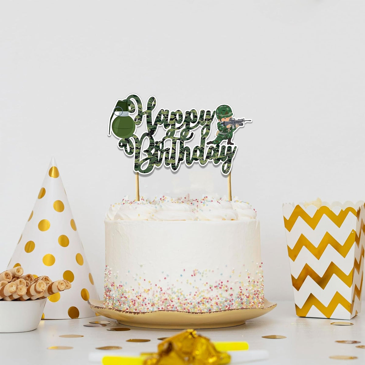 Seyal® Cool Army Trops Happy Birthday Cake Topper