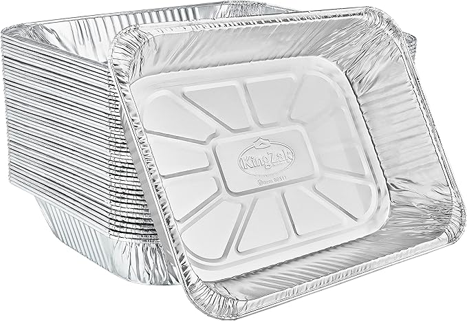 Aluminum Pans Half Size, 9X13, Extra Heavy Duty Disposable Foil Pans For Baking (100 Pack) Roasting & Chafing, Bulk Quantity for Caterers, Restaurants & Hotels For Buffets, Steam Table & Food Prepping