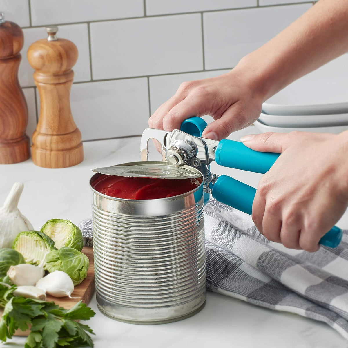 KitchenAid Classic Multifunction Can Opener and Bottle Opener Easy to Use, Razor Sharp Stainless Steel Cutting Wheel, Soft Ergonomic Handles, Ocean Drive