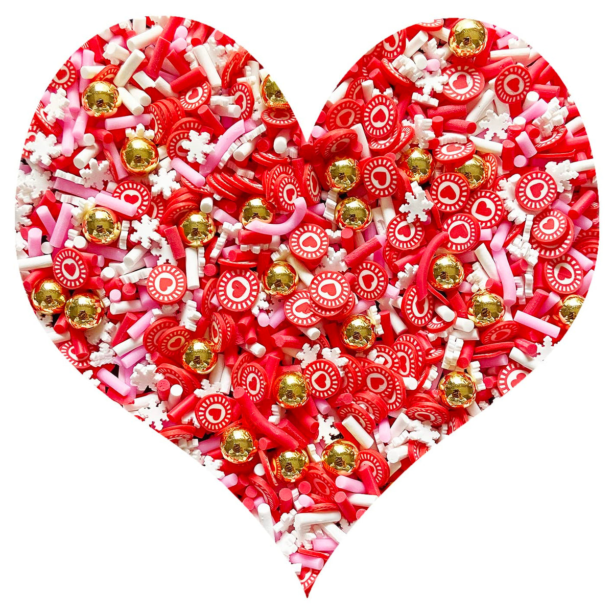 EHOPE Fake Sprinkles Resin Sprinkles Fake Candy Sprinkles Clay Sprinkles Polymer Sprinkles Polymer Clay Slices for Nail Art DIY Crafts Cake Phone Case(40G-Red Heart+Snowflake-32)